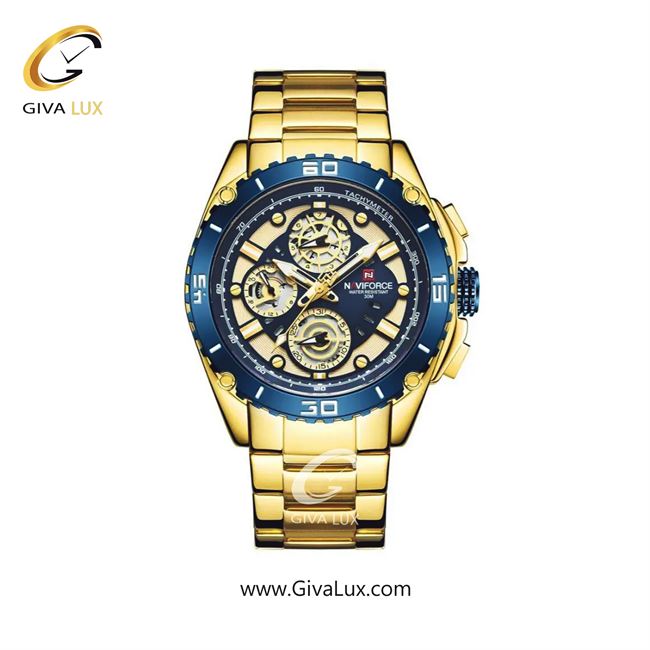 ساعت مچی مردانه بند استیل ناوی فورس (نیوی فورس) NF9179 G/BE